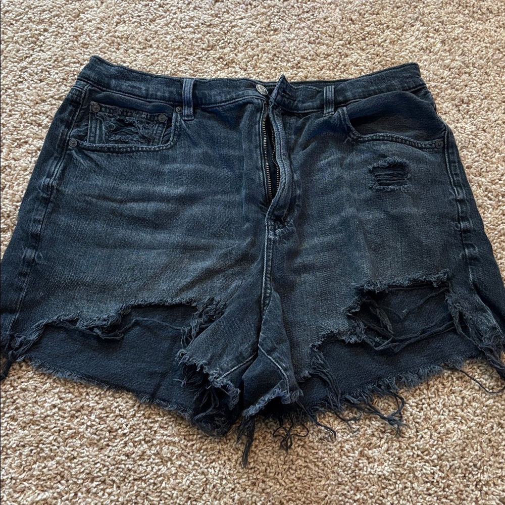 American Eagle Outfitters Charcoal Denim Shorts Distressed